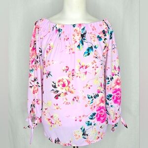 EXPRESS‎ Lilac Floral Off-The-Shoulder Blouse Size S NWOT